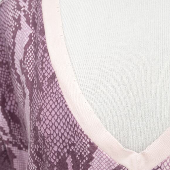 Current/Elliott Pink Python Print Short Sleeve Crew Neck T-Shirt Size Small - Picture 4 of 8